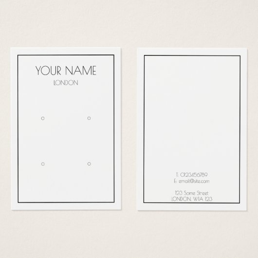 Einfache Ohrring-Display-Karte mit dünner Grenze (Vorne & Hinten)