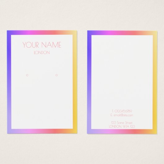 Einfache Ohrring-Display-Karte mit farbenfroher Gr (Vorne & Hinten)