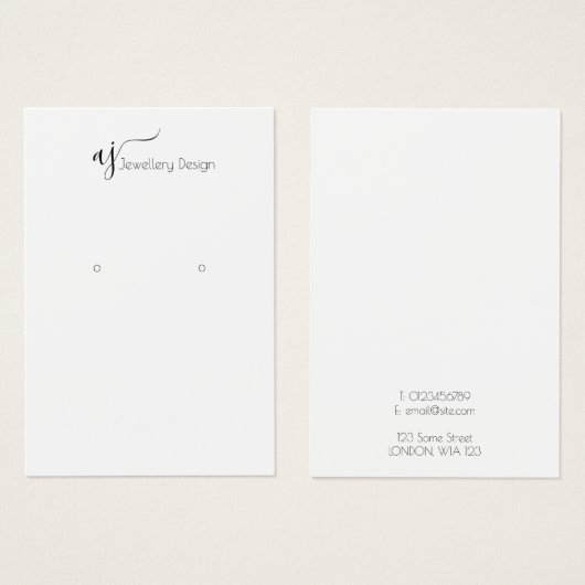 Einfache Ohrring-Grafikkarte mit Monogramm (Vorne & Hinten)