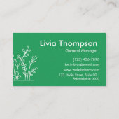 Einfache Ökologische, lebendig grüne Weiße Blüte Visitenkarte (Rückseite)