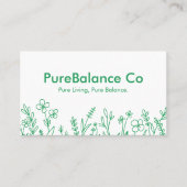 Einfache Ökologische, lebendig grüne Weiße Blüte Visitenkarte (Vorderseite)