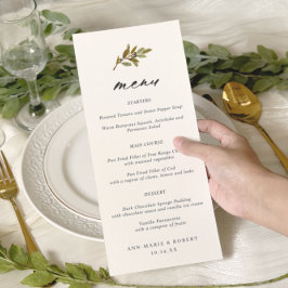 Einfache Olive Branch Calligraphy Wedding Menu Menükarte