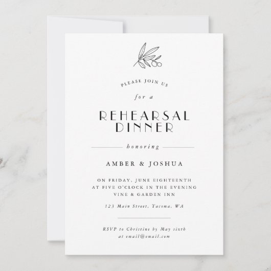 Einfache Olive Branch Probe Einladung (Vorderseite)