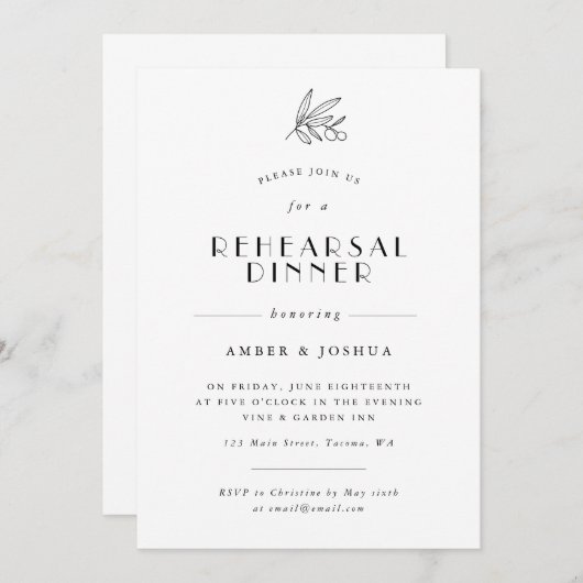 Einfache Olive Branch Probe Einladung (Vorne/Hinten)