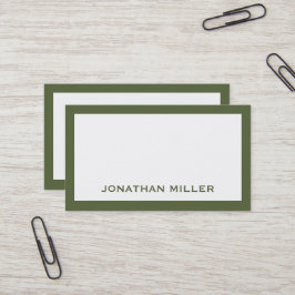 Einfache Olive Green und Weiß Typografie Visitenkarte