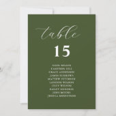 Einfache Olive Green Wedding Charts Karten (Vorderseite)