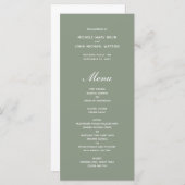 Einfache Olive Green Wedding Menu Cards Programm (Vorne/Hinten)