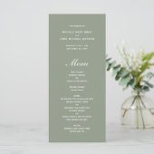 Einfache Olive Green Wedding Menu Cards Programm (Stehend Vorderseite)