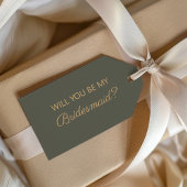 Einfache Olive Green wird meine Bridesmaid sein Geschenkanhänger