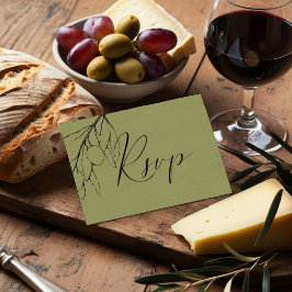 Einfache Olive Grüne Olive Branch Speisekarte RSVP Karte