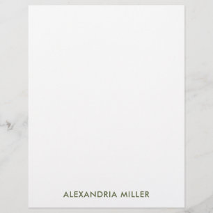 Einfache Olive Typografic Name Stationery Briefbogen