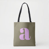 Einfache Olive und Lilac Bold Retro Monogram Initi Tasche (Vorderseite)