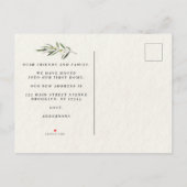 Einfache Olive-Zweigstelle Ankündigungspostkarte (Rückseite)