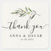 Einfache Olive-Zweigstelle Quadratischer Aufkleber (Vorderseite)