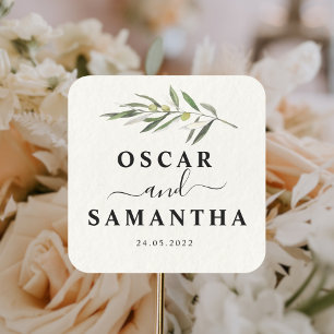 Einfache Olive-Zweigstelle Quadratischer Aufkleber