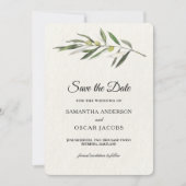 Einfache Olive-Zweigstelle Save The Date (Vorderseite)