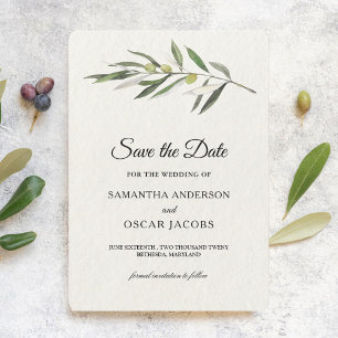 Einfache Olive-Zweigstelle Save The Date