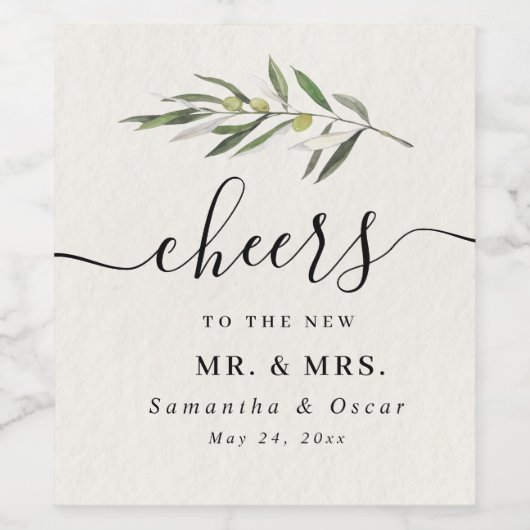 Einfache Olive-Zweigstelle Weinetikett (Einzelnes Label)