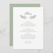 Einfache Oliven-Blätter. Italienische Hochzeit. bo Menükarte (Vorne/Hinten)
