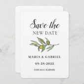 Einfache Olivenzweigung. Rustikaler Krafteinbruch Save The Date (Vorne/Hinten)