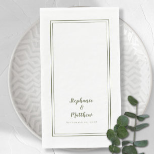 Einfache Olivgrüne Moderne Minimalistische Hochzei Serviette