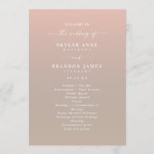 Einfache Ombre Blush Pink & Beige Hochzeit Zeremon Programm (Vorderseite)