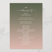 Einfache Ombre Dark Green & Pink Hochzeit Zeremoni Programm (Rückseite)