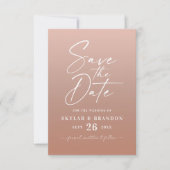 Einfache Ombre Gradient Clay & Blush Pink Hochzeit Save The Date (Vorderseite)