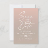 Einfache Ombre Gradient Taupe Beige & Blush Hochze Save The Date (Vorderseite)