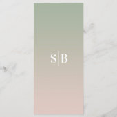 Einfache Ombre Leaf Green & Light Pink Wedding Menükarte (Rückseite)