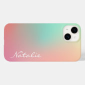 Einfache Ombre Pink Aquamarin Aqua Calligraphy Nam Case-Mate iPhone Hülle (Rückseite (Horizontal))