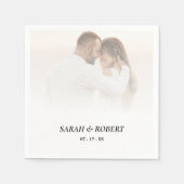 Einfache Ombre White Foto Wedding Serviette (Vorderseite)