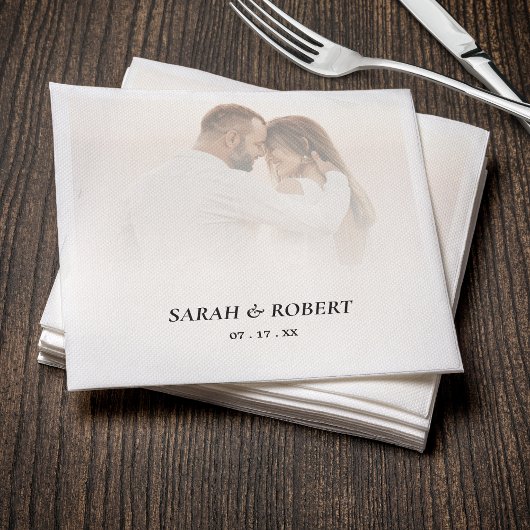 Einfache Ombre White Foto Wedding Serviette