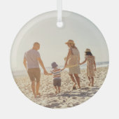Einfache One Christmas Foto Round Ornament Aus Glas (Vorderseite)