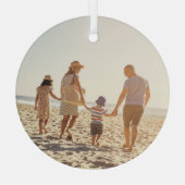 Einfache One Christmas Foto Round Ornament Aus Glas (Rückseite)