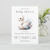 Einfache Online Swan Baby Dusche Einladung (Stehend Vorderseite)