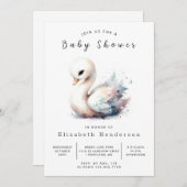 Einfache Online Swan Baby Dusche Einladung (Vorne/Hinten)