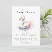 Einfache Online Swan Baby Dusche Einladung (Stehend Vorderseite)