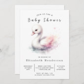 Einfache Online Swan Baby Dusche Einladung (Vorne/Hinten)