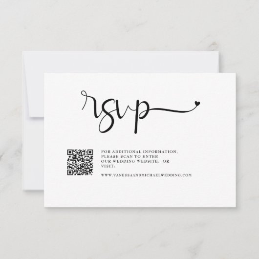 Einfache Online-Website Hochzeitkalligrafie RSVP Karte (Vorderseite)