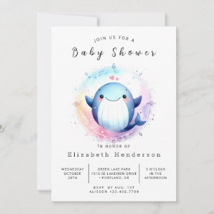 Einfache Online Whale Baby Dusche Einladung