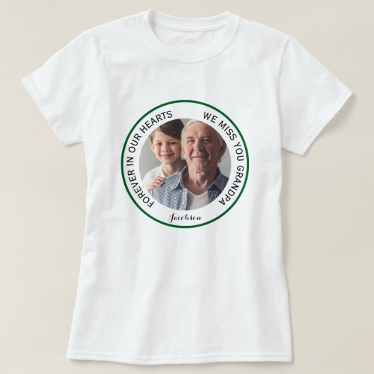 Einfache Opa für immer in unserem Herz-Gedenkmal T-Shirt (Design vorne)