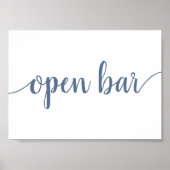 Einfache Open Bar | Dusty Blue Any Event Sign Poster (Vorne)