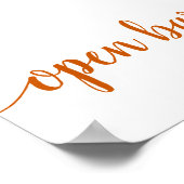 Einfache Open Bar | Fall Orange Any Event Sign Poster (Ecke)