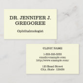 Einfache Ophthalmologin-Visitenkarte Visitenkarte (Vorne/Hinten)