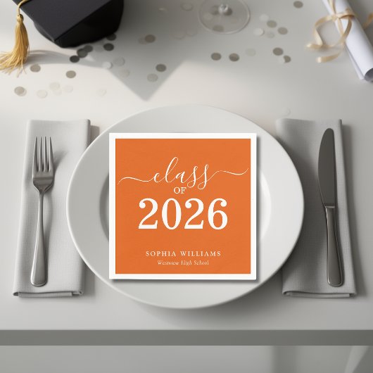 Einfache Orange Abschlussklasse 2026 Serviette