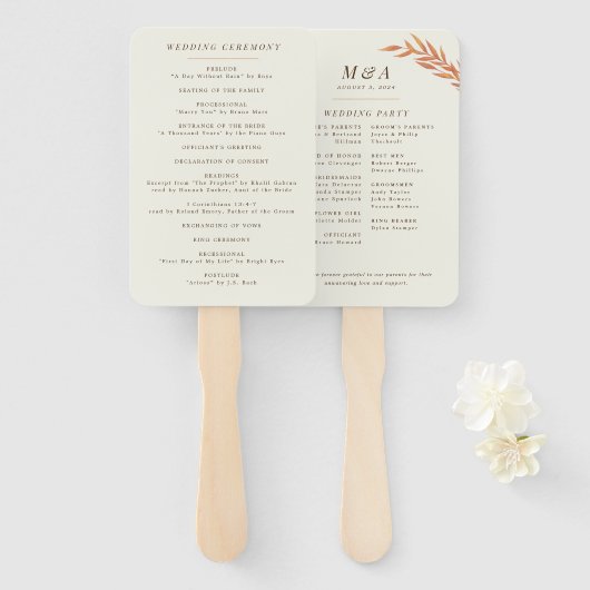 Einfache Orange Branch-Hochzeit im Herbst Fächer (Vorne und Hinten)