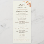 Einfache Orange Branch-Hochzeit im Herbst Programm (Rückseite)