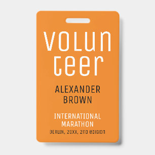 Einfache Orange Event Volunteer QR Code ID Ausweis