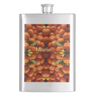 Einfache orange Frucht mit Namen minimal benutzerd Flachmann